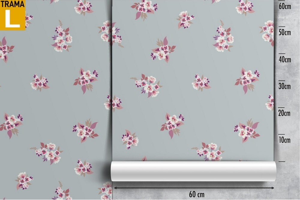Carta da Parati natura fiori rosa raffinati pattern moderno.