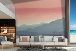 Carta da Parati paesaggio lago in montagna illustrazione
