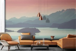 Carta da Parati paesaggio lago in montagna illustrazione