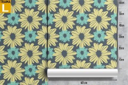 Carta da Parati fiori gialli natura stilizzata pattern.