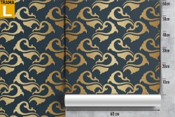 Carta da Parati onde stilizzate oro decorazione luxury.