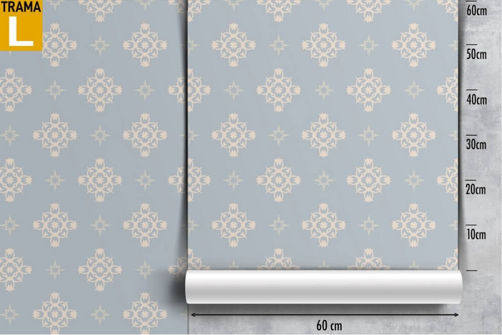 Carta da Parati damasco azzurro vintage pattern.