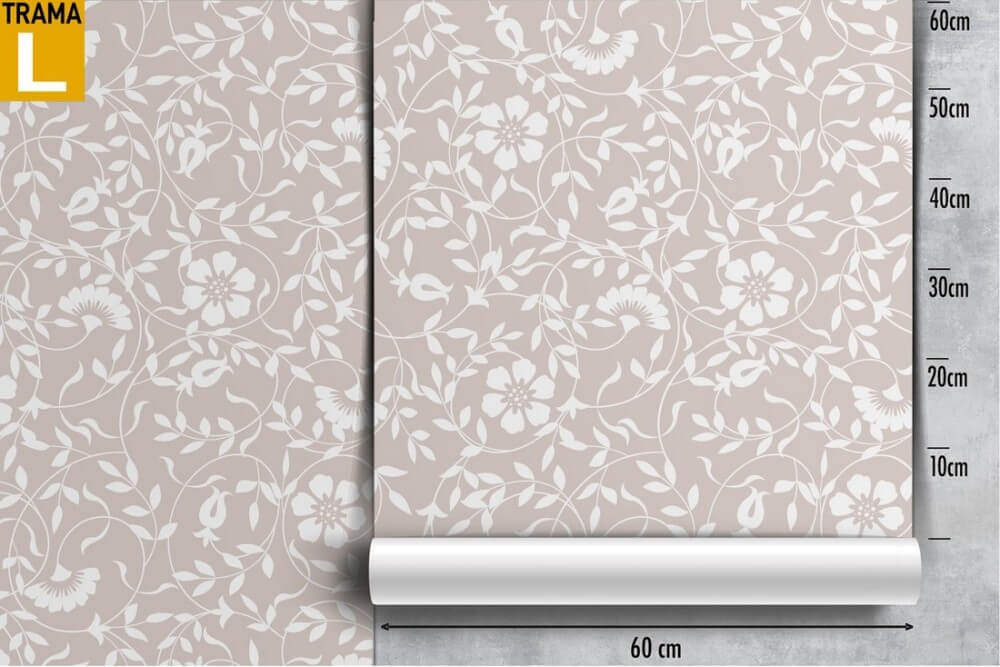 Carta da Parati fiori e foglie stilizzate natura pattern.