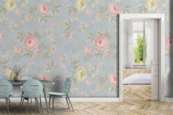 Carta da Parati fiori rosa e bianchi natura moderna.