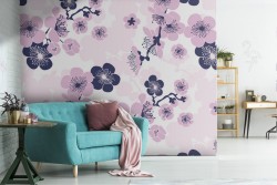 Pink flowers nature modern design wallpaper.