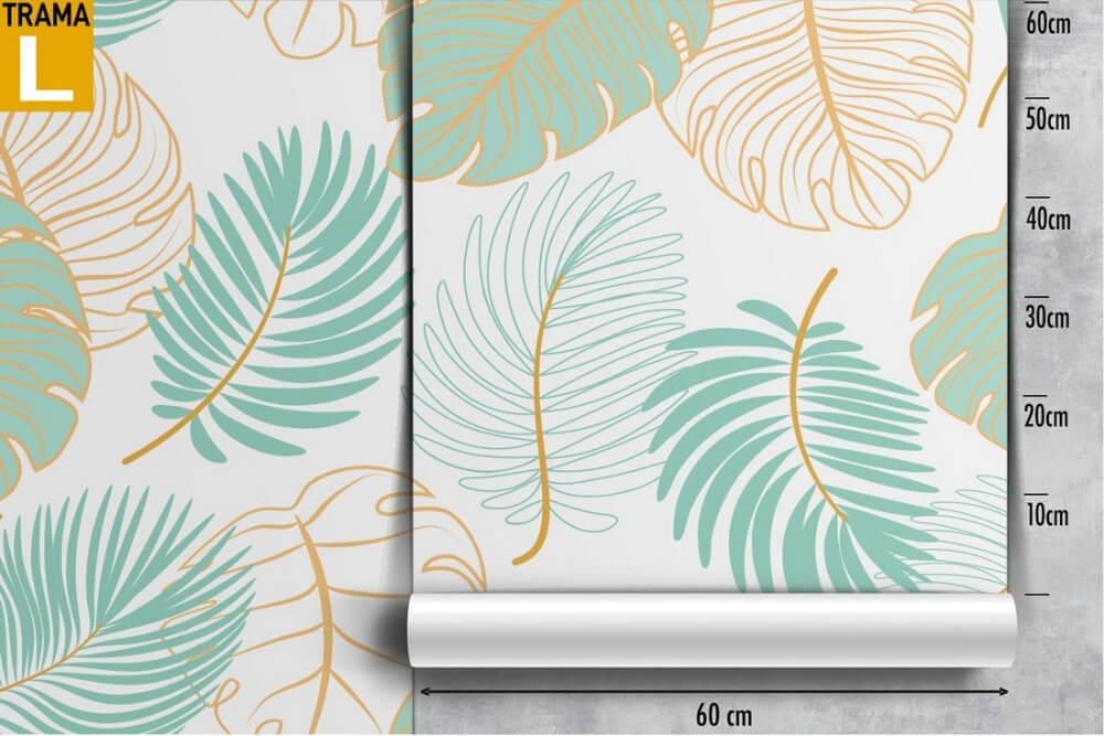 Carta da Parati foglie stilizzate pattern natura.