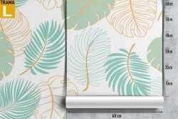 Carta da Parati foglie stilizzate pattern natura.