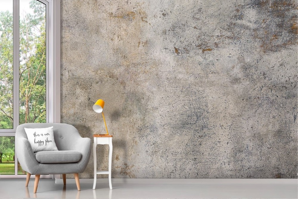 Adhesive Wallpaper with white and gold cement surface