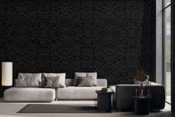 Carta da parati geometrica nera total black