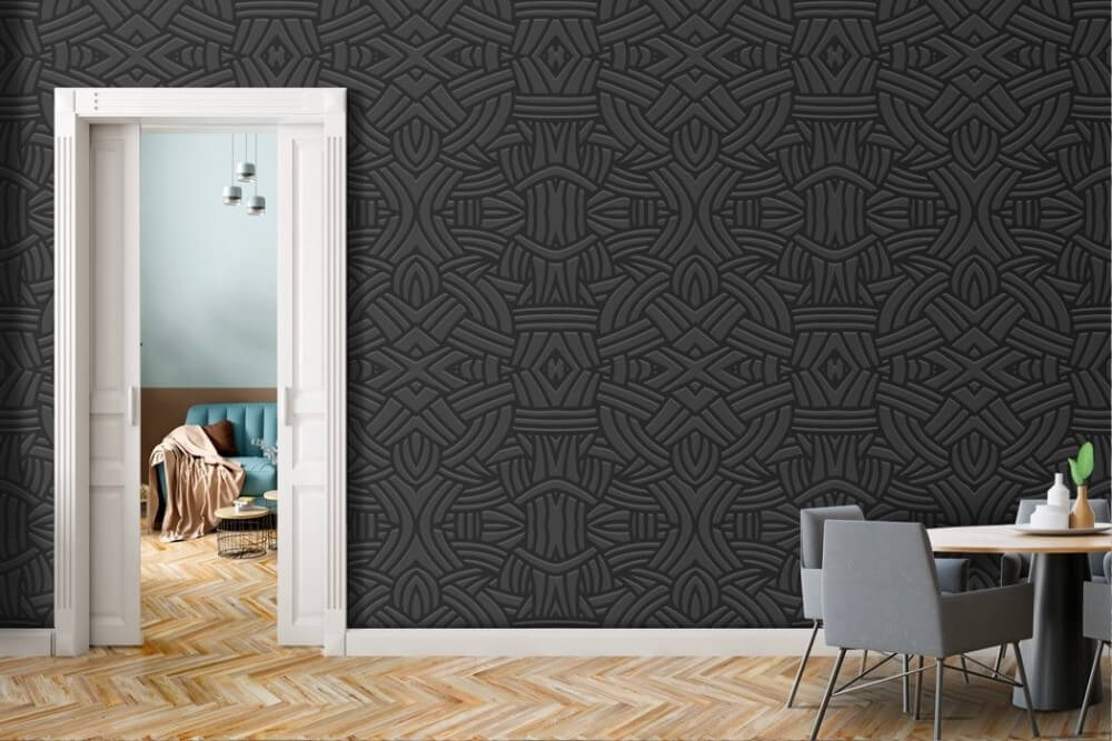Carta da Parati Adesiva geometrica nera total black