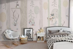 Carta da Parati animali nel bosco decorazione bambini