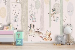 Carta da Parati animali nel bosco decorazione bambini