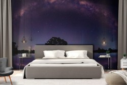 Carta da Parati paesaggio notturno stelle via lattea