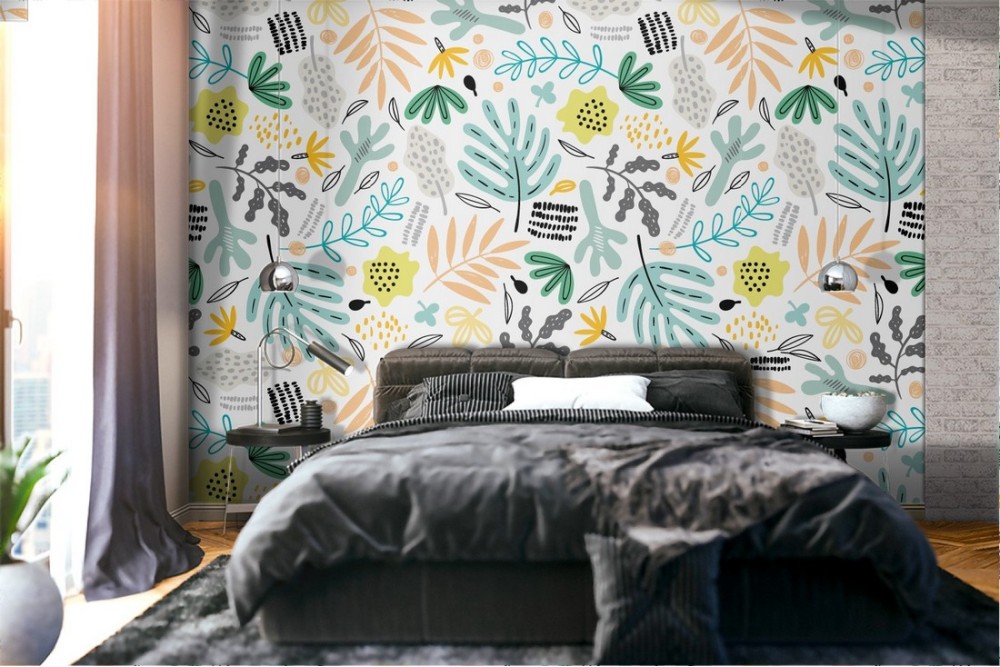 Carta da Parati pattern foglie natura tropicale.