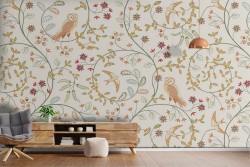 Floral and fauna nature vintage decoration wallpaper.